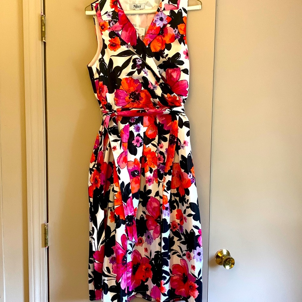 Nicci brand dress, size 12. Floral print with bright pink, purple, red colors.